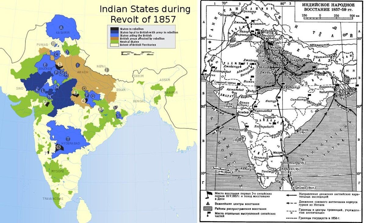 Индия 19 век карта