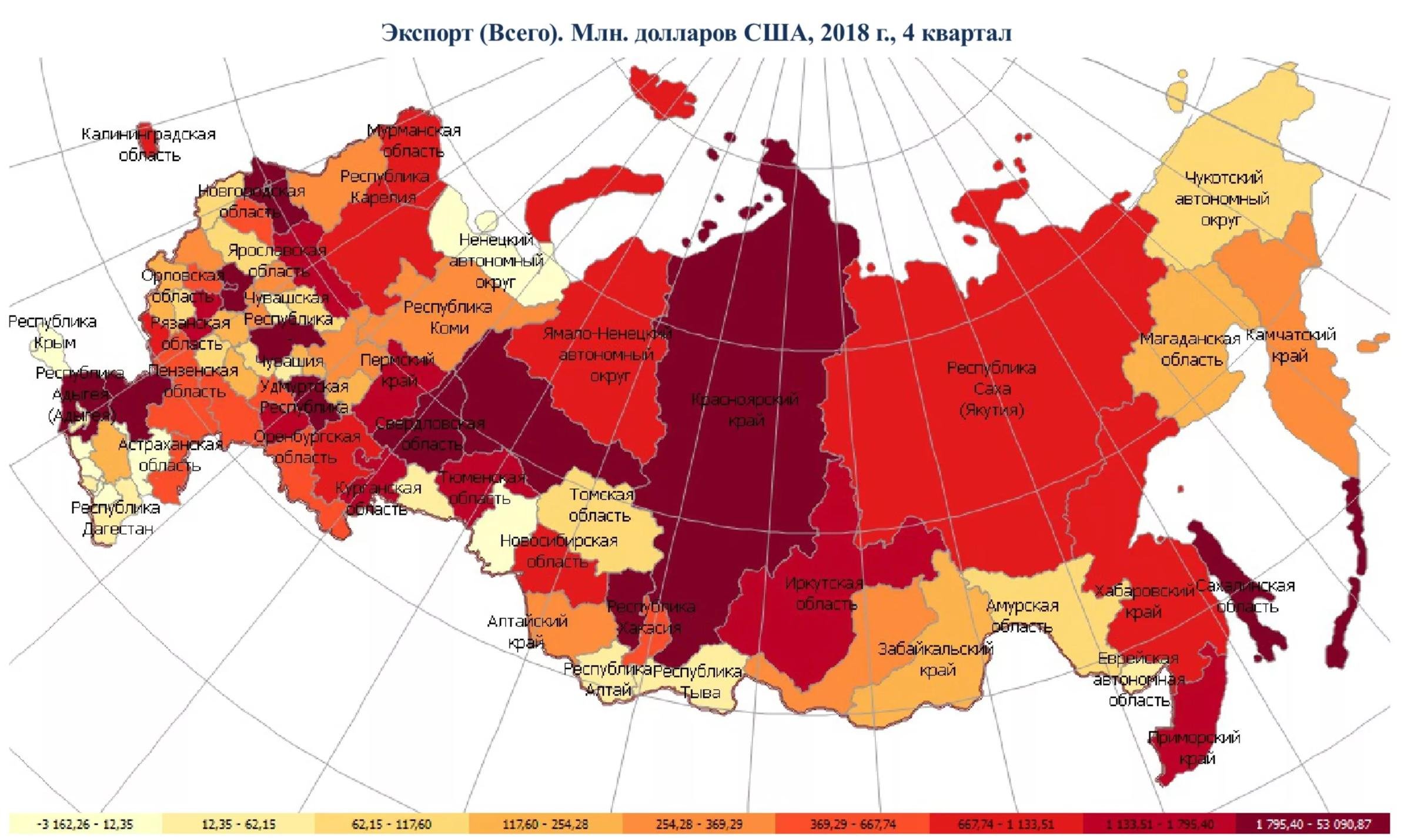 Экспорт россии карта