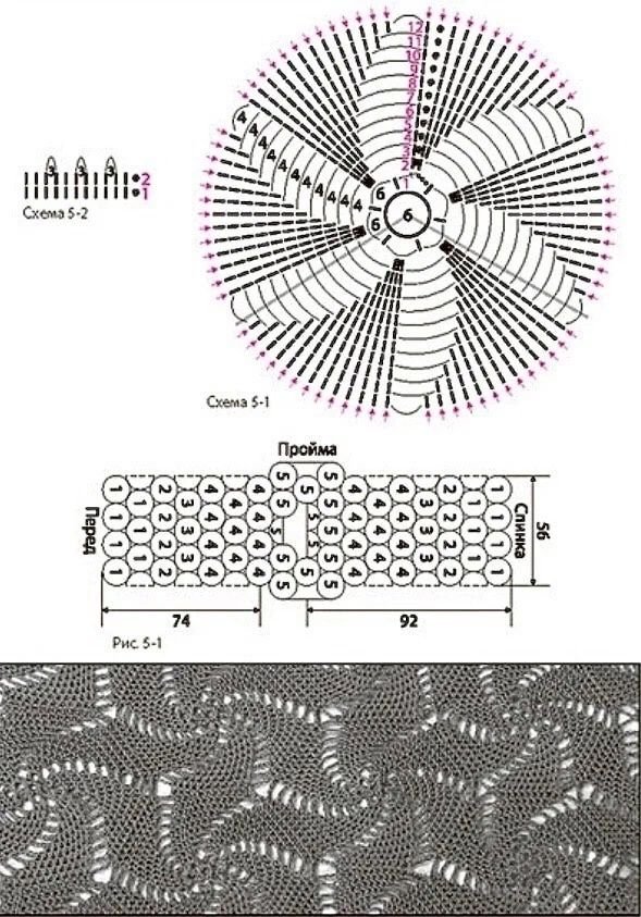Узор мельница крючком схема туники