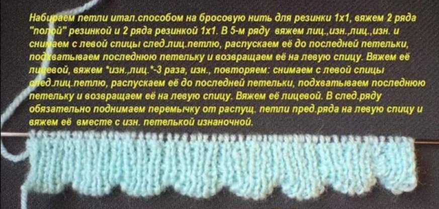 Край резинки спицами. Резинка с волнистым краем спицами. Резинка с фестонами спицами. Красивый край резинки спицами. Набор петель с волнистым краем.