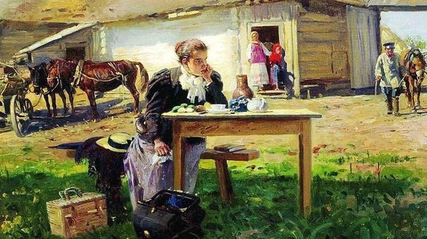 Приезд учительницы в деревню картина