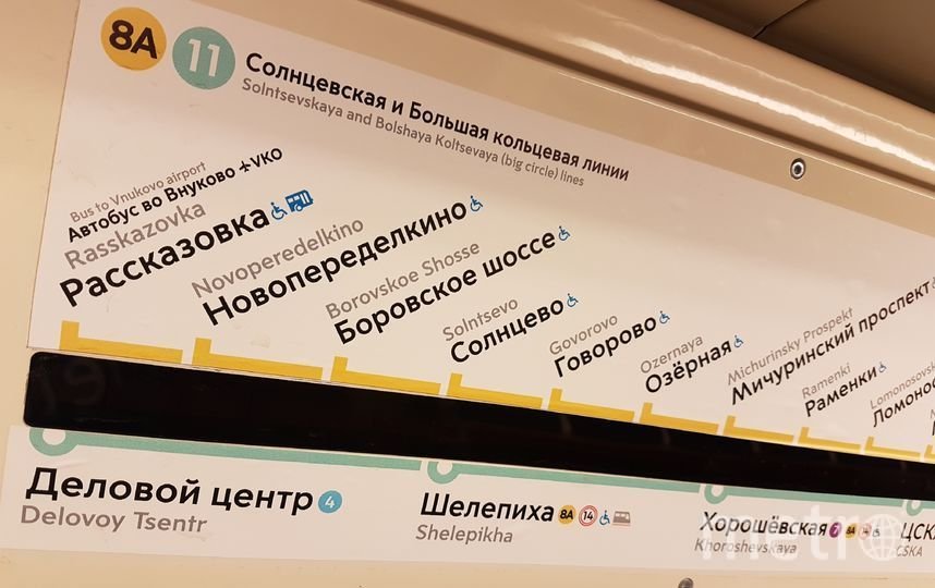 Схема метро солнцевской линии метро