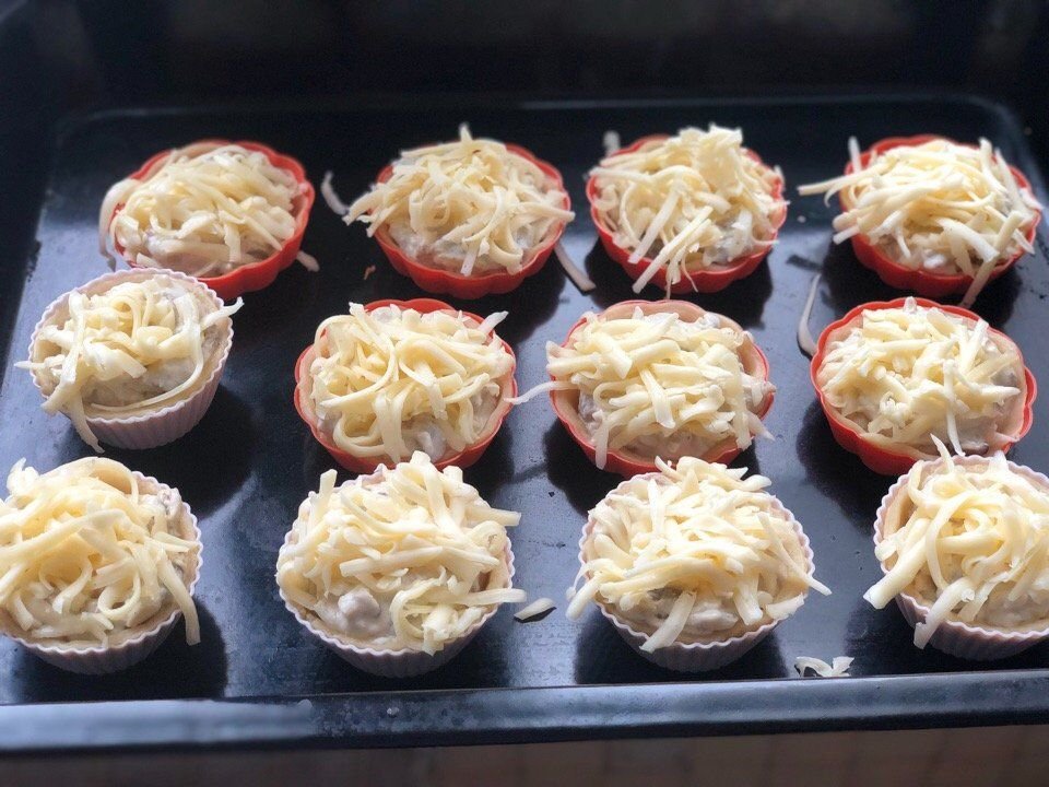 Грибы в тарталетках с сыром в духовке рецепт с фото