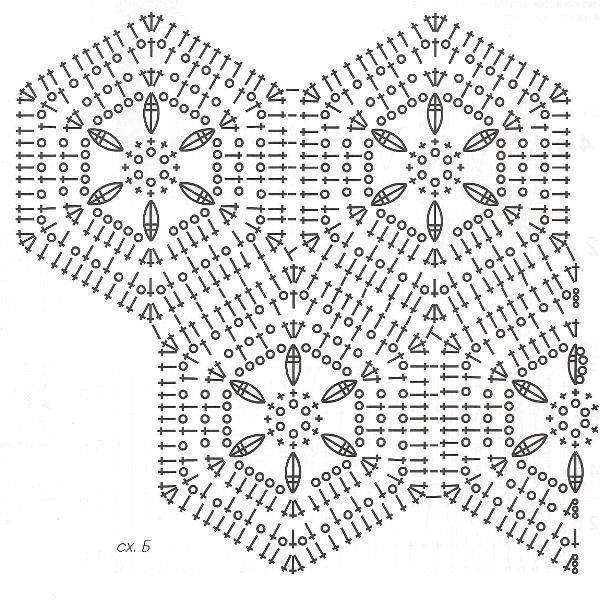 Ажурный шестиугольник крючком схемы и описание