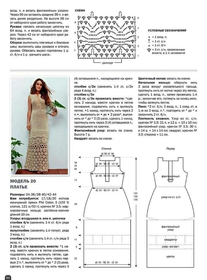 Вязаное платье схема и описание