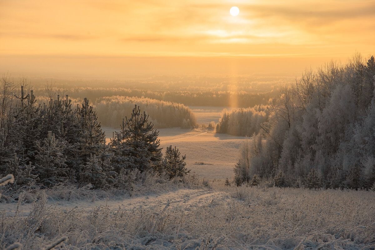 красивый зимний рассвет фото