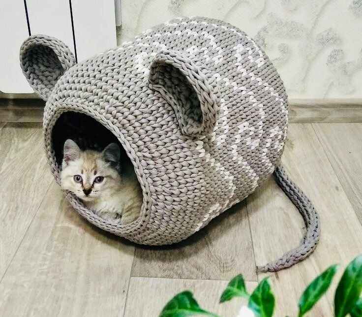 Домик для кошки крючком схема