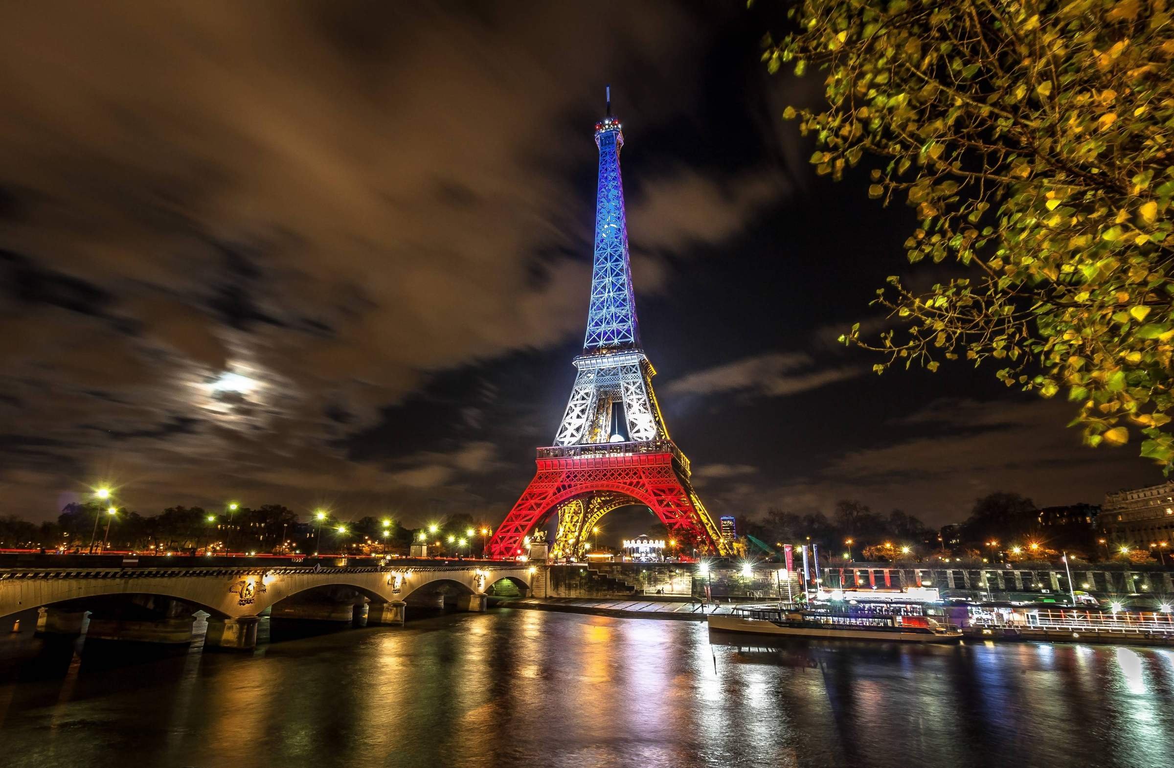 Париж Эйфелева башня ночью для широкоформатной печати