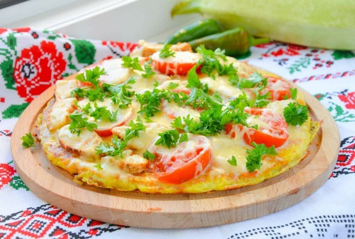 пицца из кабачков на сковороде с колбасой и сыром и помидорами рецепты фото 11