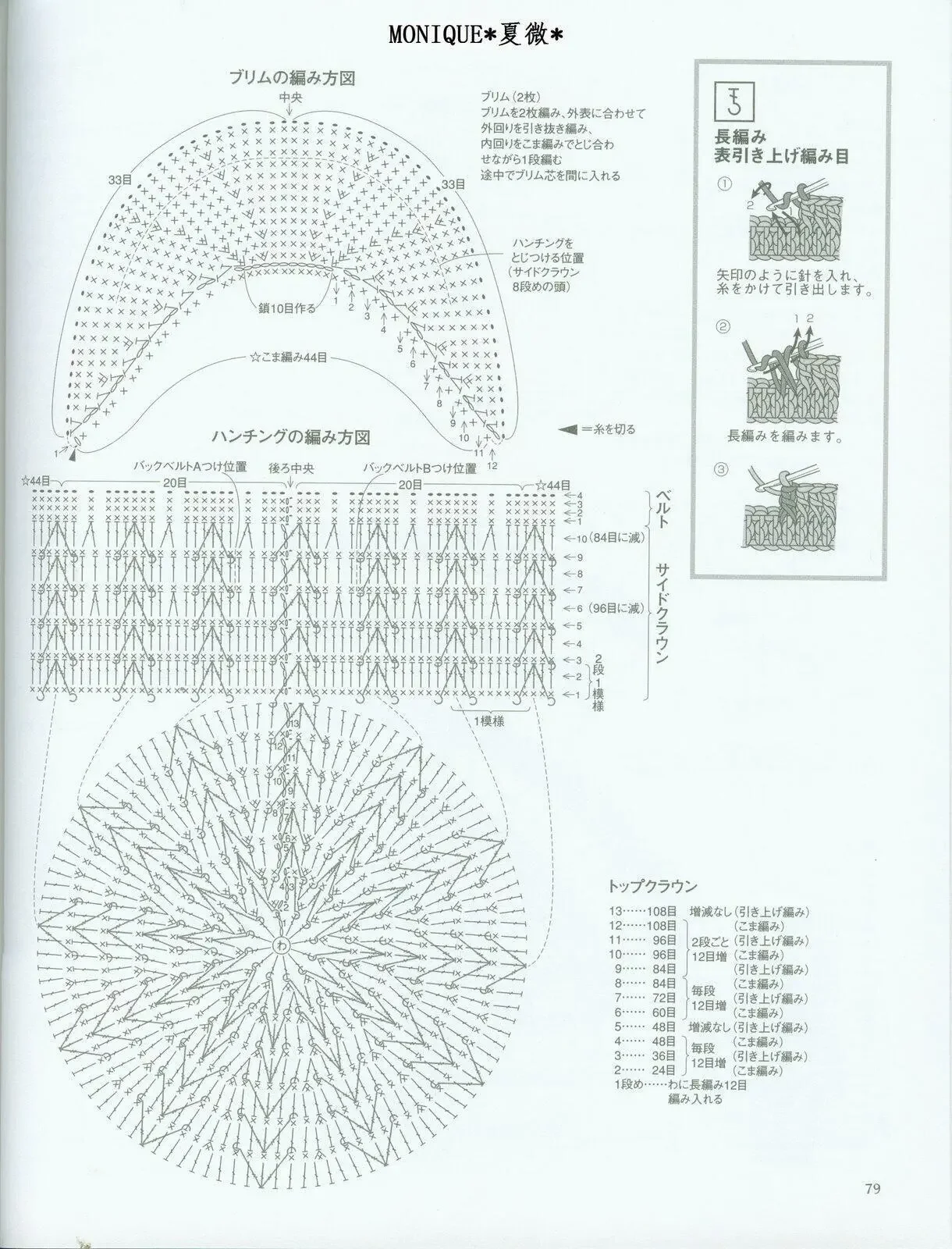 Схема вязания козырька для Кепки крючком