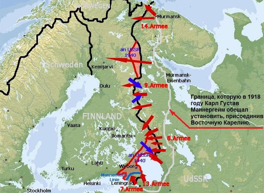 Граница финляндии до 1940 года карта