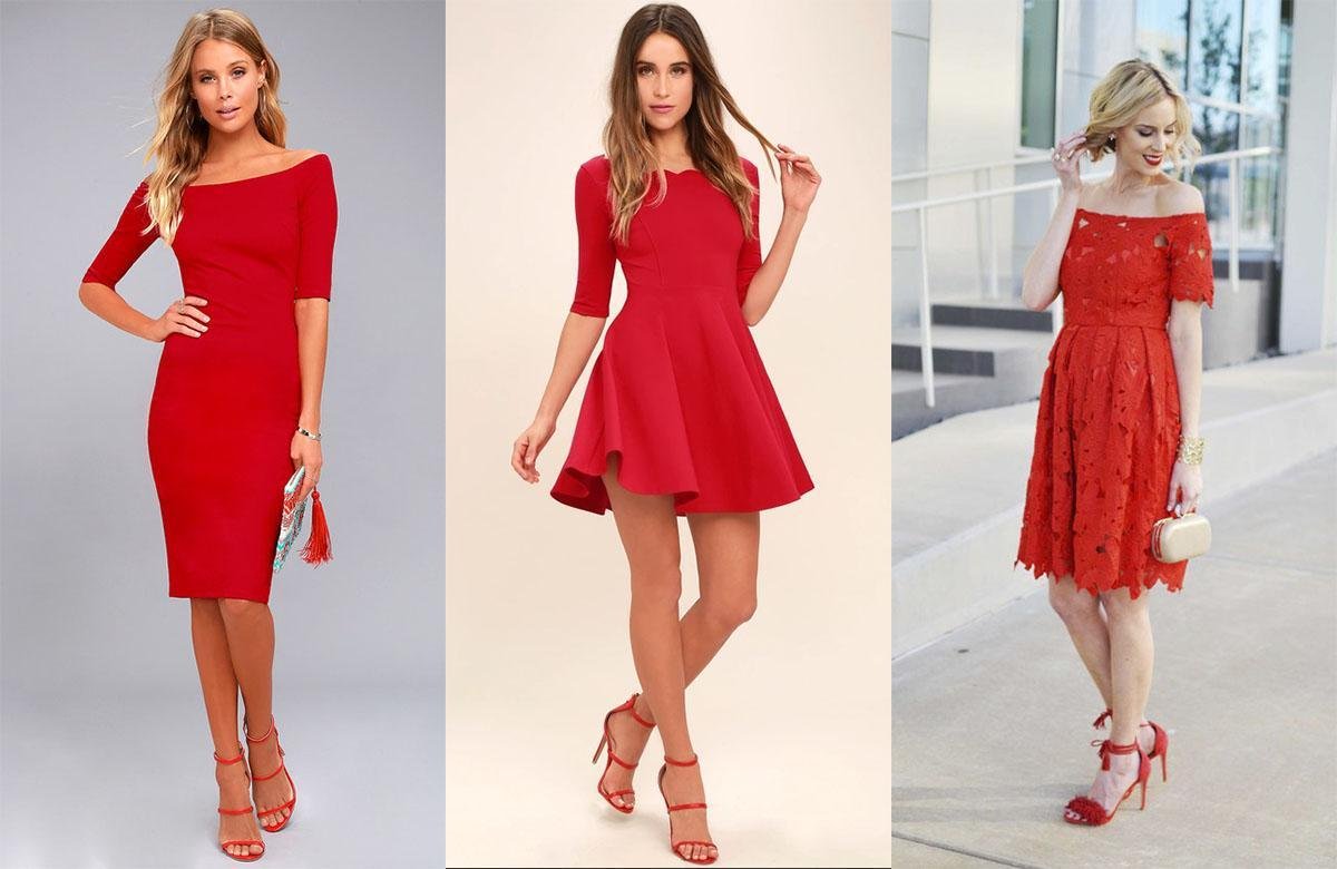 Сочетание красного платья с туфлями