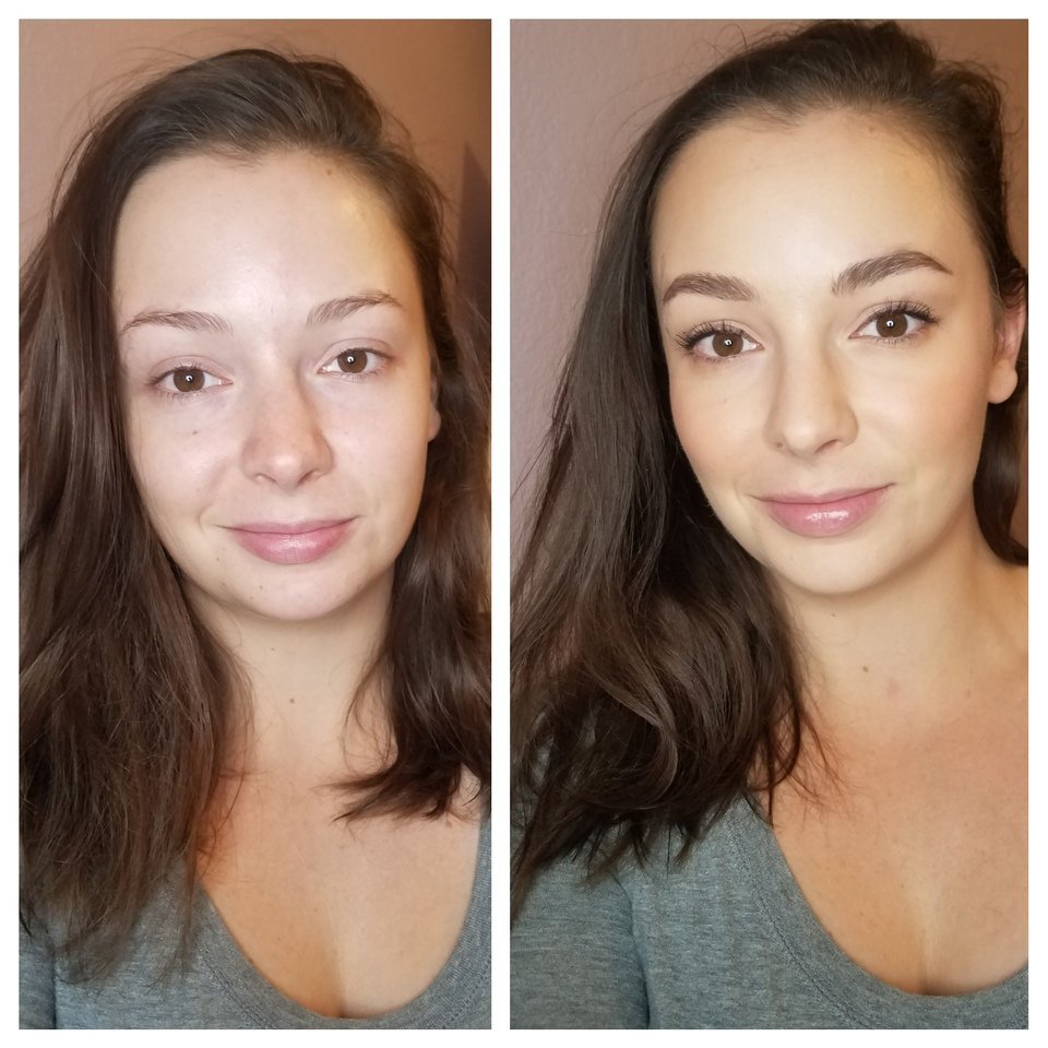 Девушки до и после нанесения макияжа