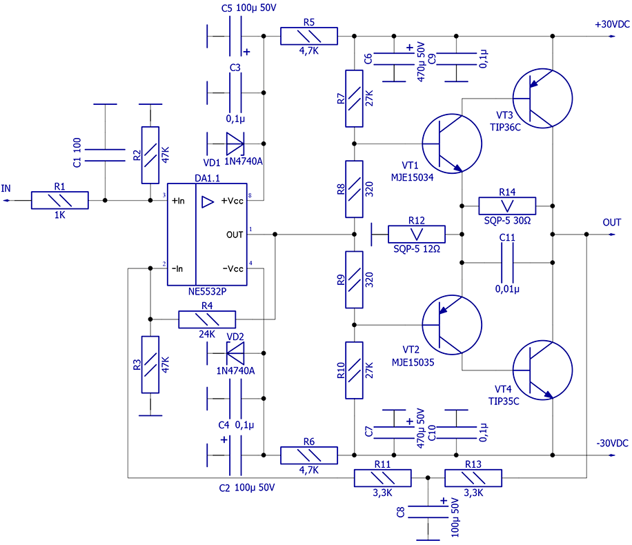 Усилитель схема электрическая принципиальная