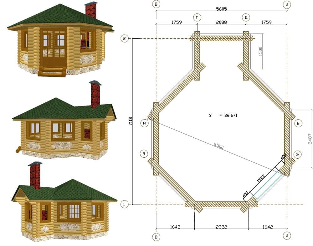 Проект беседки шестигранной чертеж