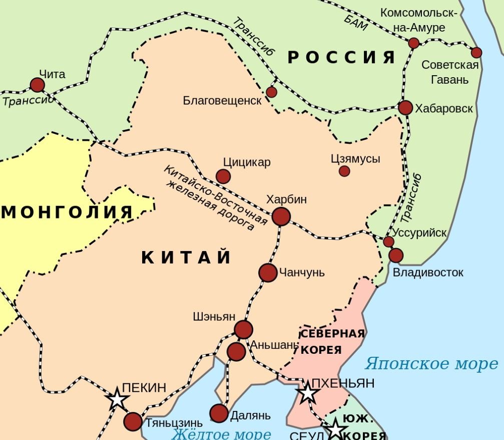 Тремя буквами а на схеме обозначена железнодорожная магистраль известная как южно маньчжурская юмжд