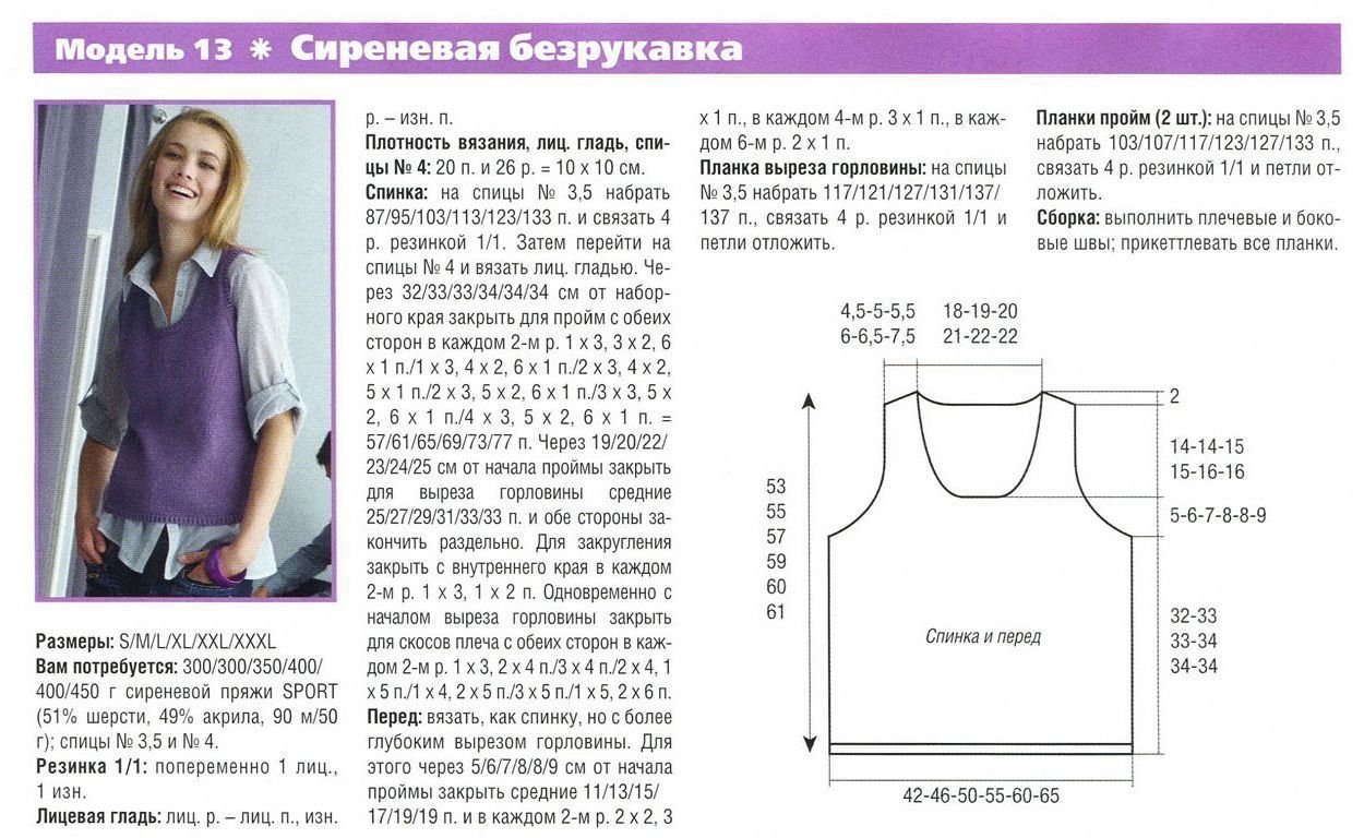 Схемы для вязания спицами жилета для