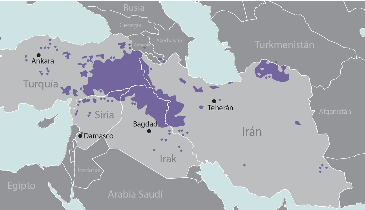 Карта курдистана в турции