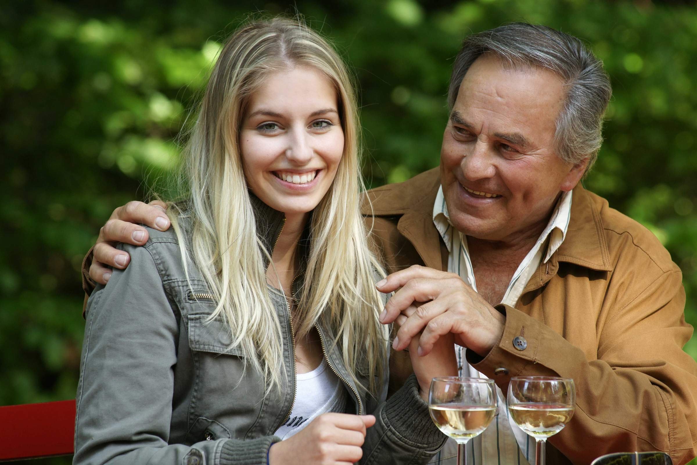 Young Blonde Teen With Old Man