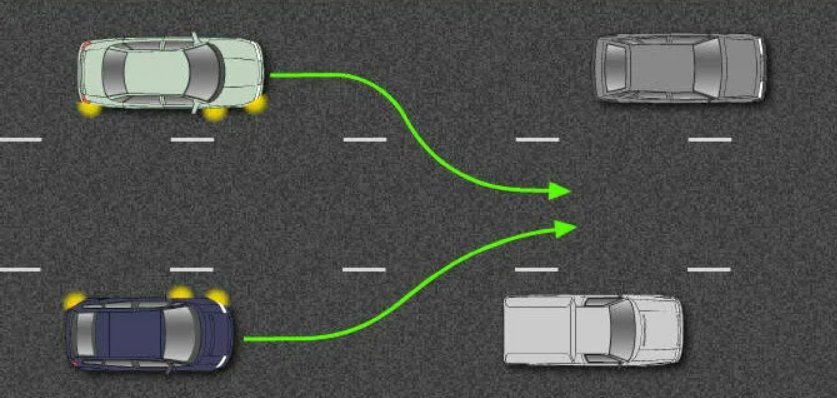 Прямой справа. Помеха справа при перестроении по полосам движения. Перестроение транспортных средств. Одновременное перестроение в одну полосу. Взаимное перестроение ПДД.