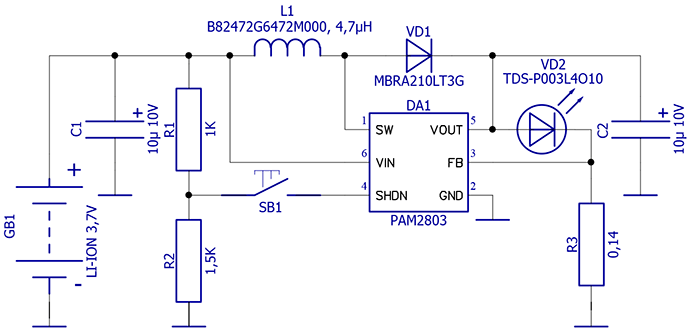 Pam2803 схема включения