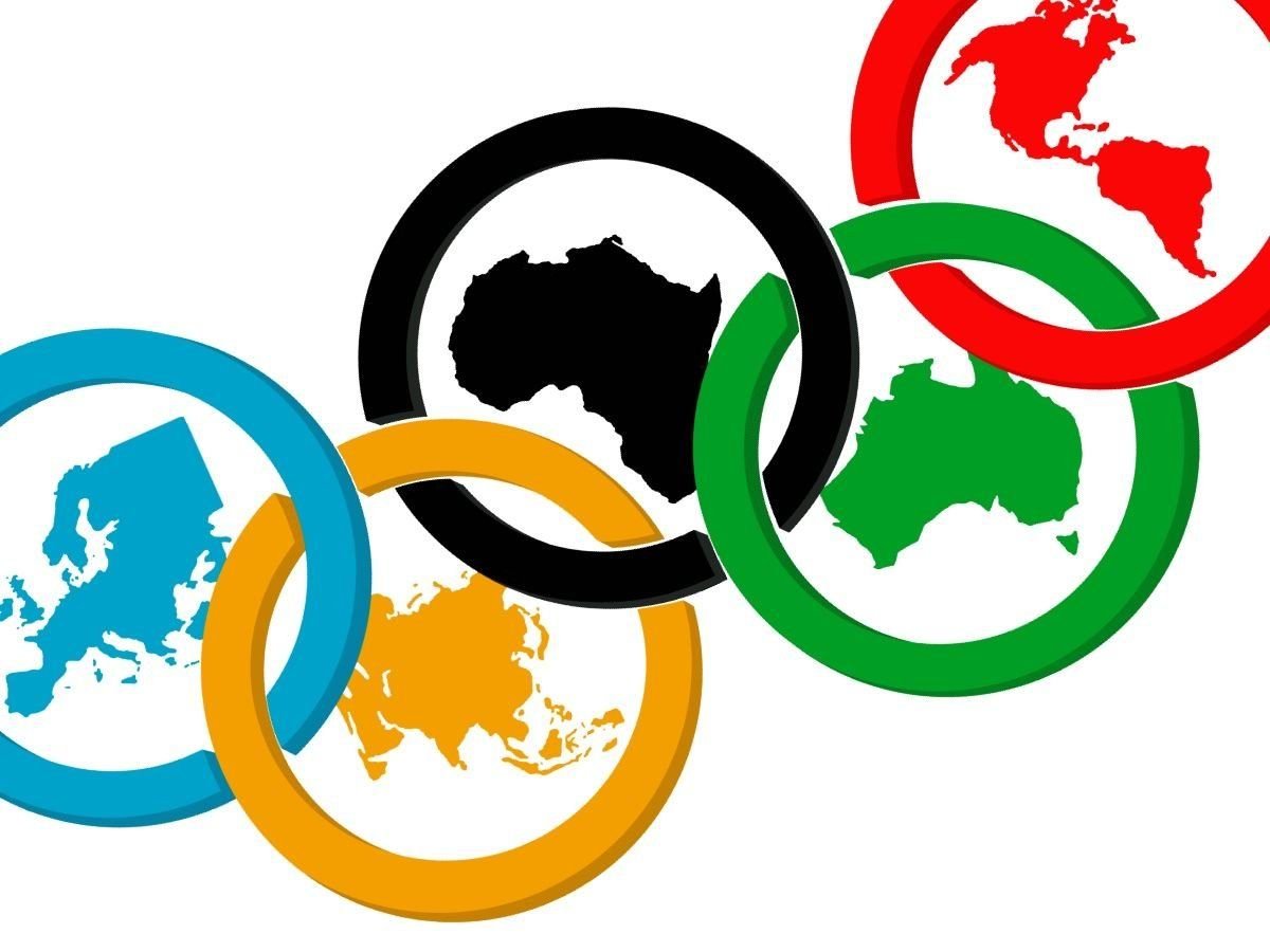 Олимпийские кольца с континентами