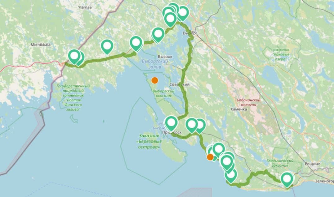 Карта веломаршрутов ленинградской области
