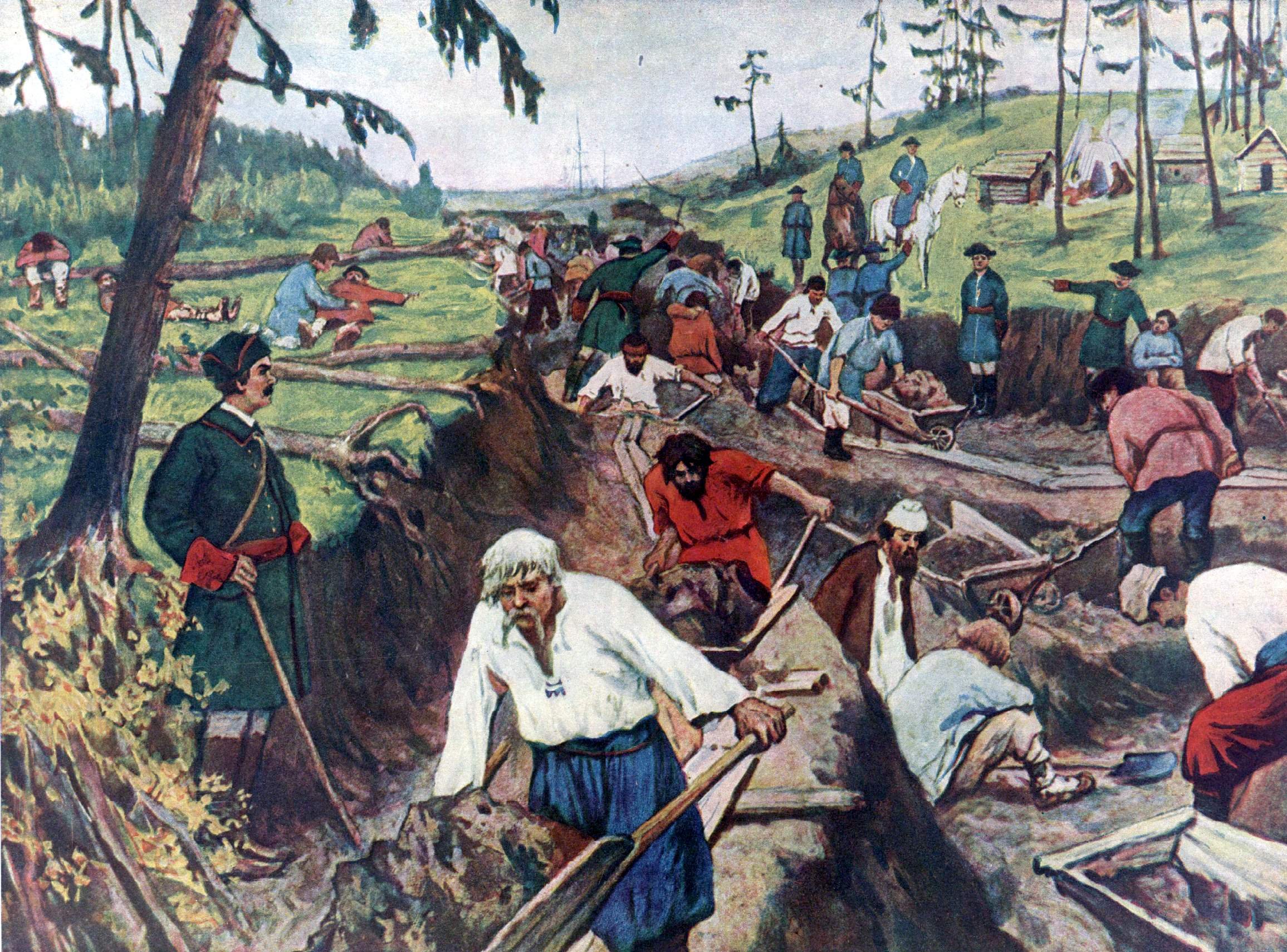 Крепостные крестьяне картины. Моравов Александр Викторович прорытие Ладожского канала. А. Моравов. Прорытие Ладожского канала. Прорытие Ладожского канала картина. Петр 1 и крестьяне.