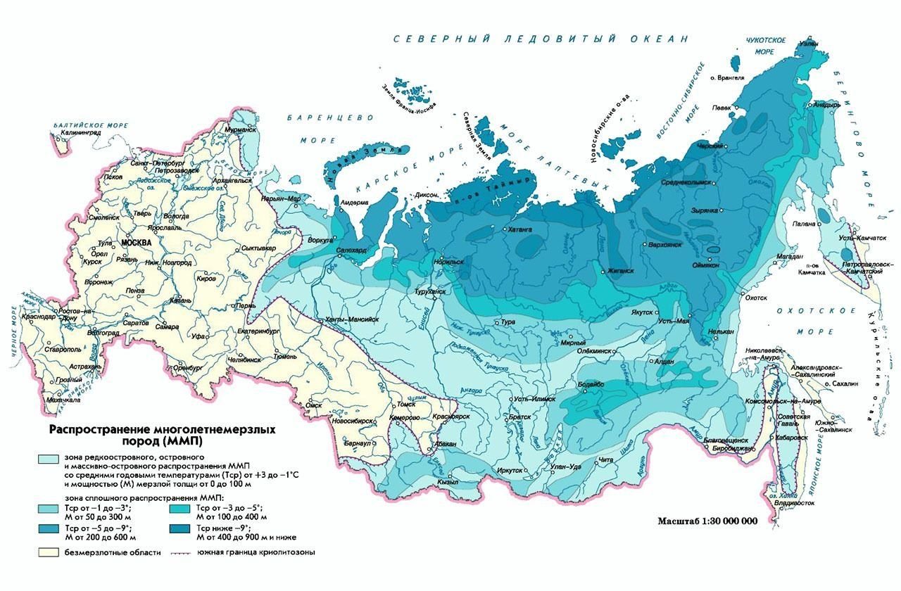 Карта вечной мерзлоты россии