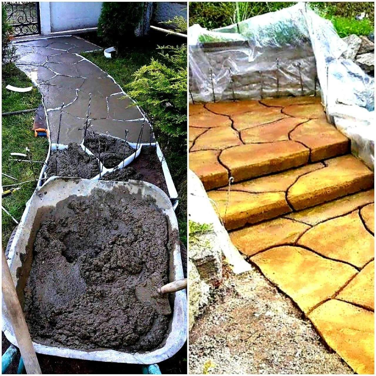 Дорожка из бетона в пакетах целлофановых