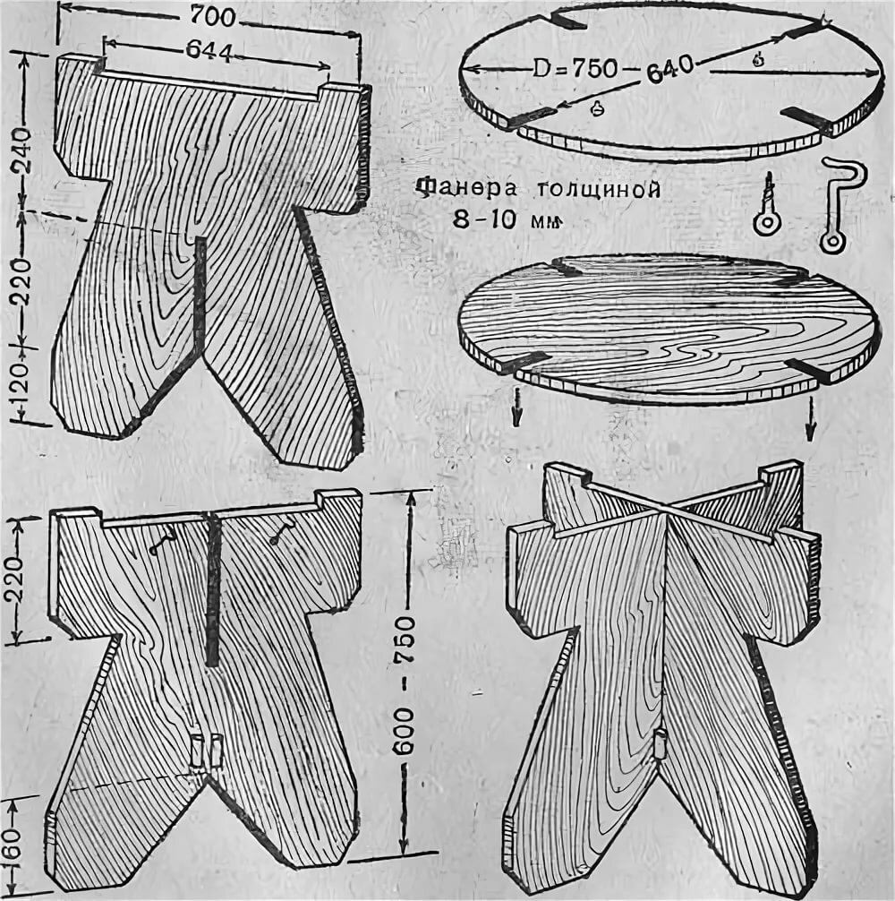 Схема табуретки из фанеры