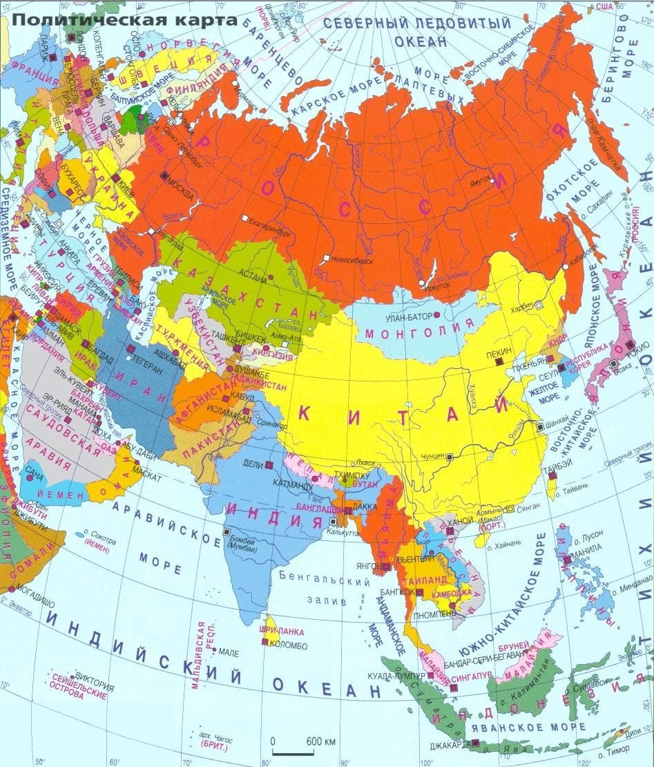 Карта стран рядом с россией