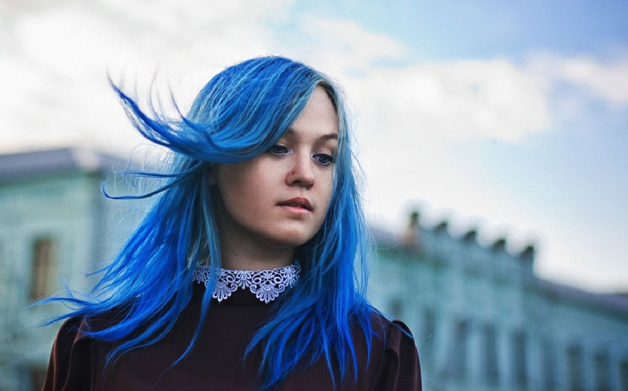 Blue haired girl