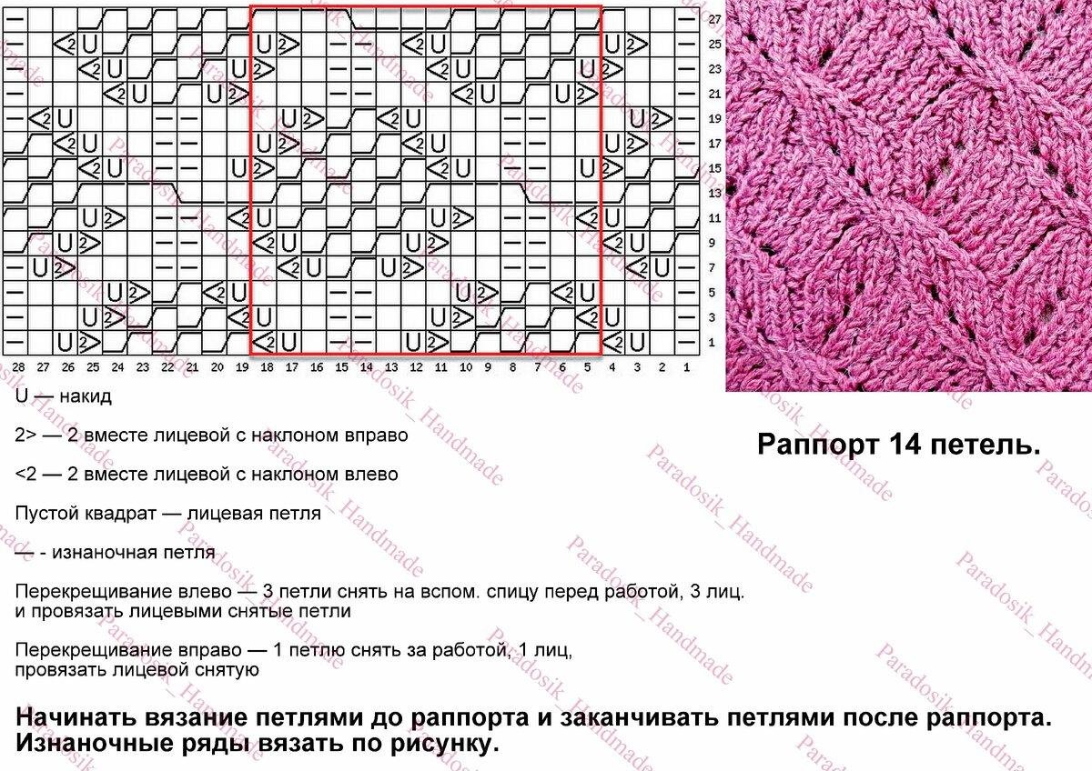 Узор бабочка спицами схема