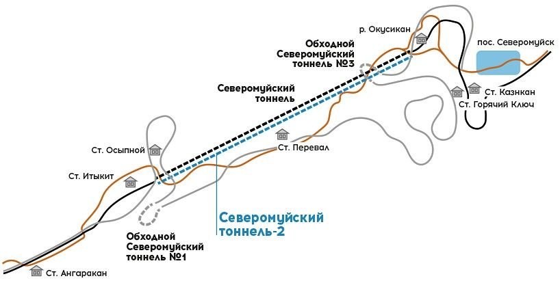 Северомуйский тоннель карта