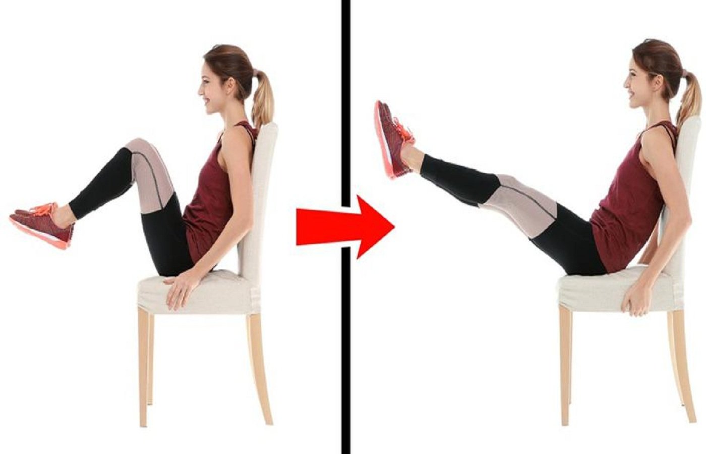 Упражнения со стулом для ног