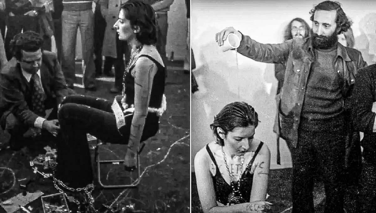 Марина абрамович перформанс. Марина абрамович перфомансы. Перфоманс марина абрамович ритм 0. Марина абрамович ритм 0 1974. Эксперимент ритм 0 марина абрамович.