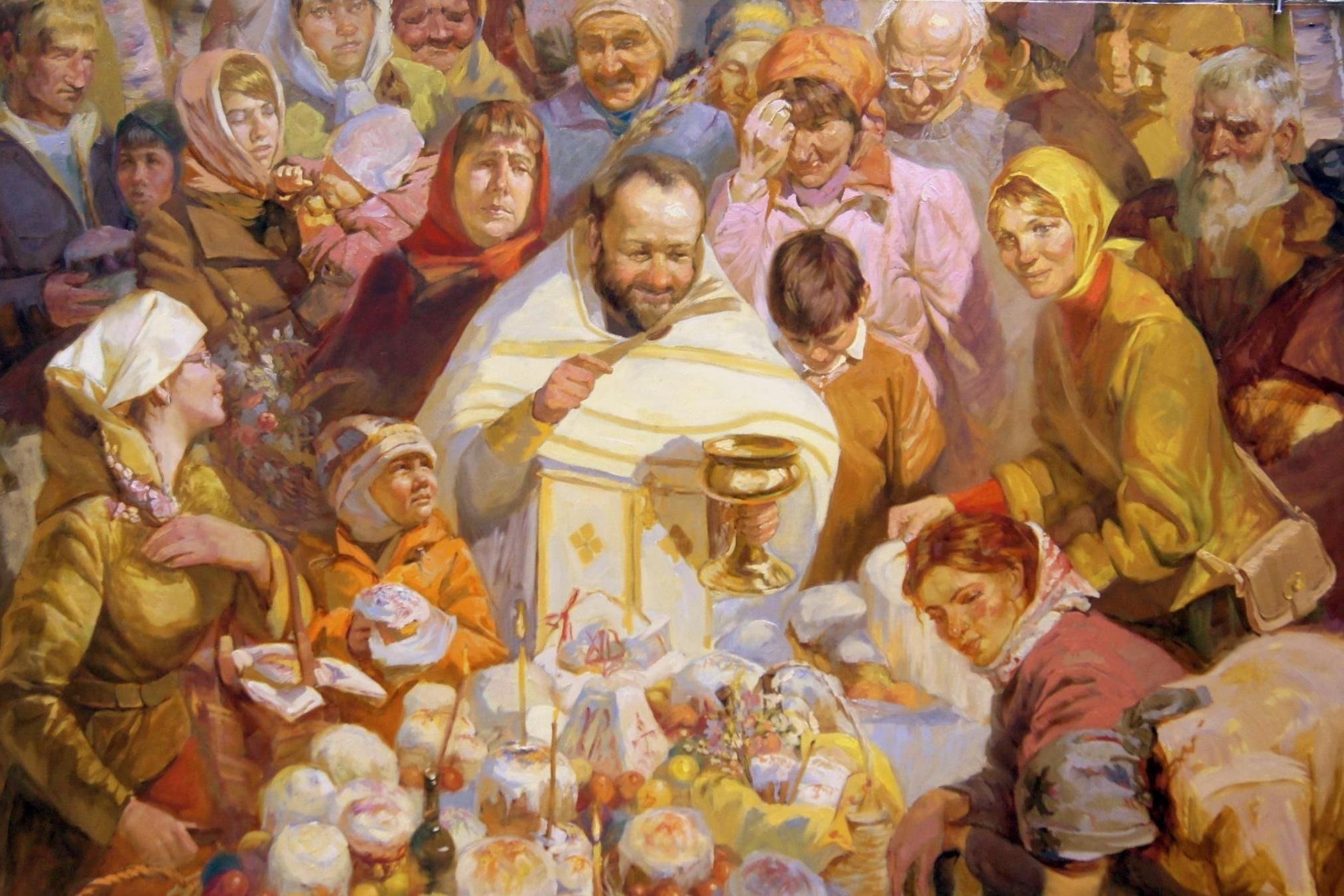 Празднование Пасхи на Руси Кустодиев