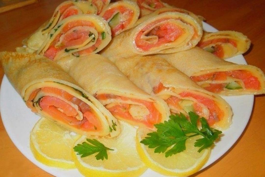 Блинчики с красной рыбой и творожным сыром рецепт с фото пошагово