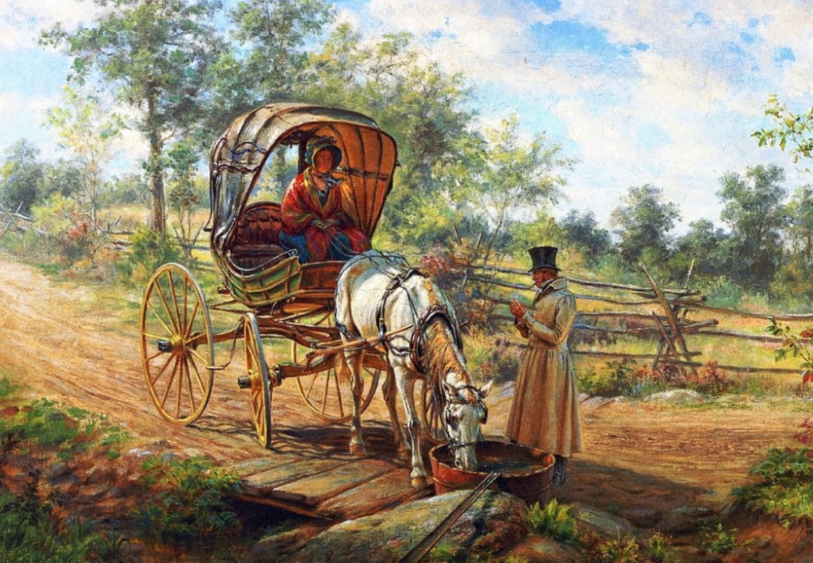 Тащащаяся повозка или тащущаяся. Edward Lamson Henry художник. Художник Edward Lamson Henry 1841-1919.