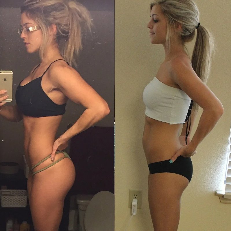 Фото до и после занятий спортом девушки