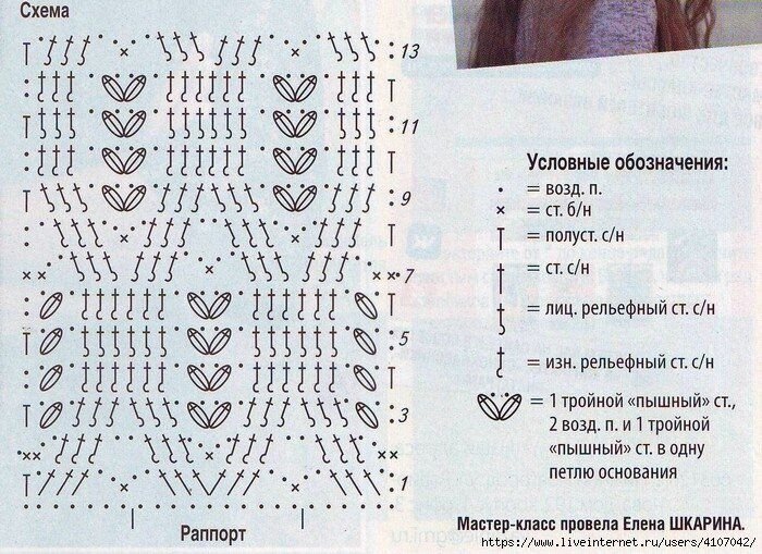 Колосок крючком схема и описание