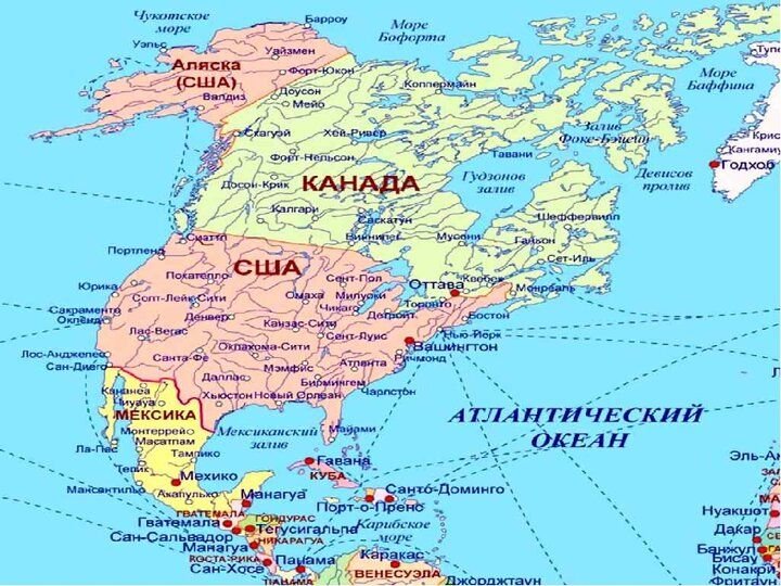 Карта сев америки со странами