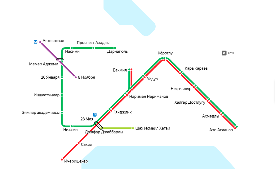 Карта метро баку на русском