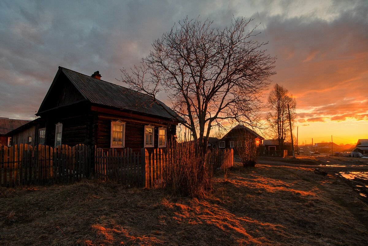 Деревенский вечер картинки