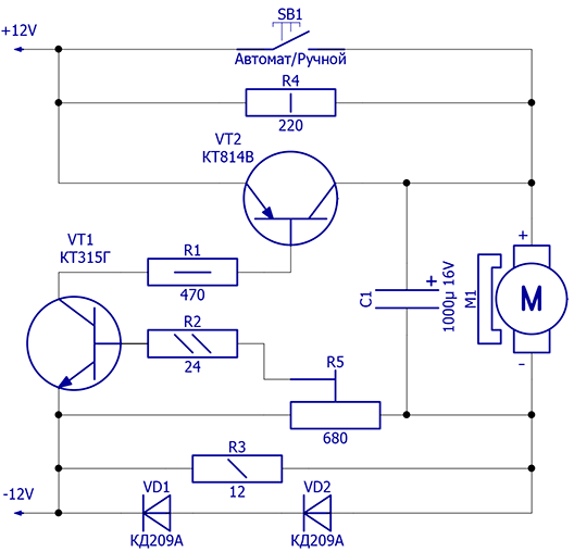 Регулятор оборотов двигателя постоянного тока схема