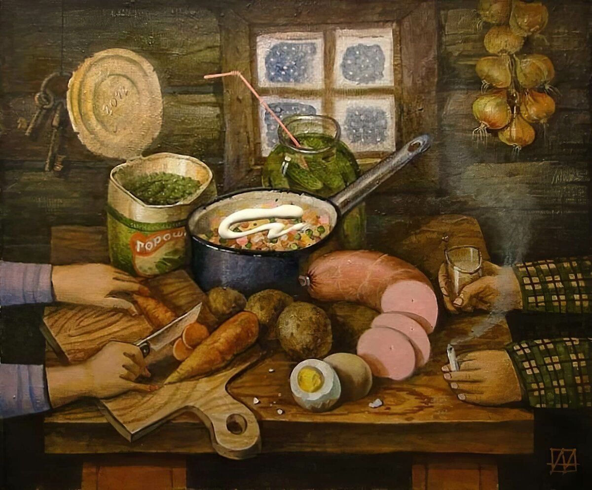 стол с едой картина