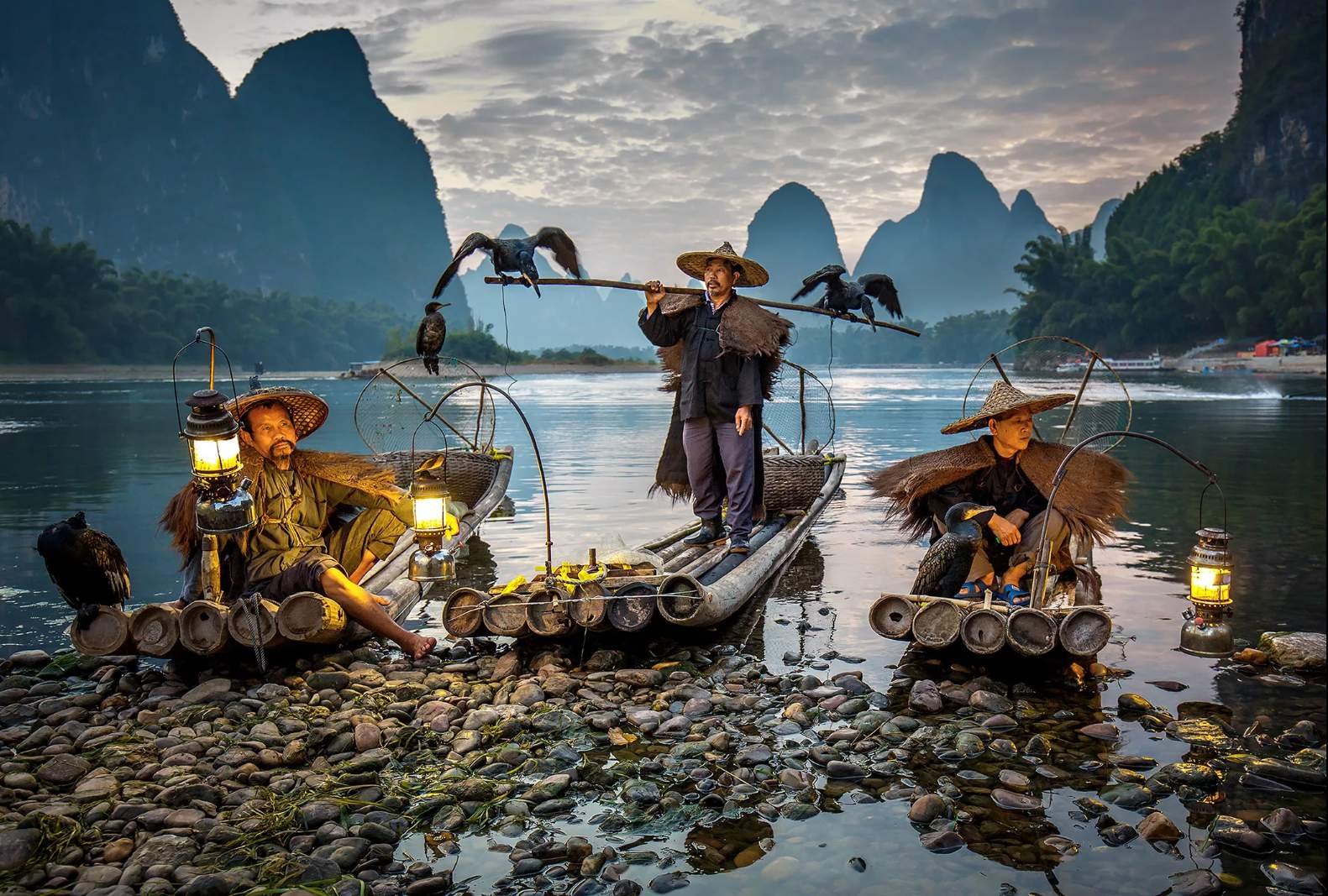 рыбалка с бакланами в китае