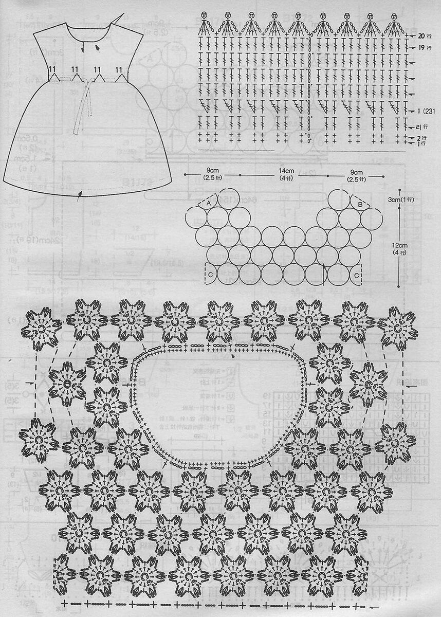 Схемы вязания крючком детских платьев