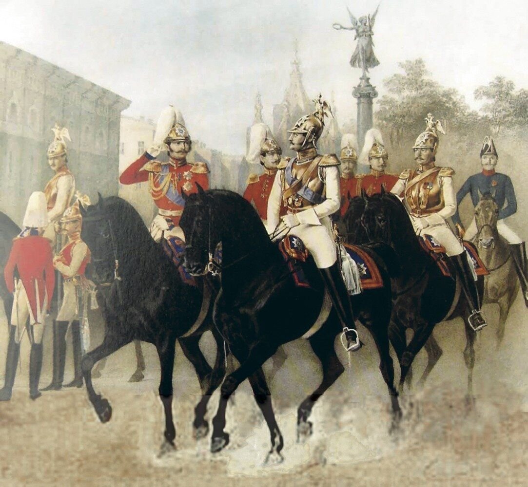 Император Николай i среди офицеров лейб-гвардии конного полка